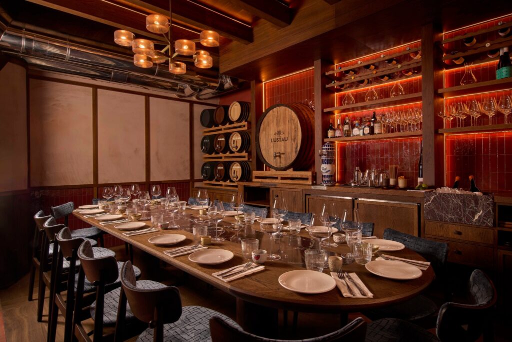 Txoko private dining room table set for a dinner