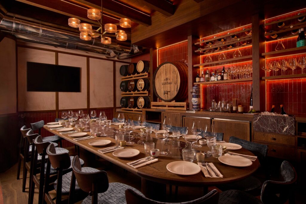 Txoko private dining room with TV for presentations